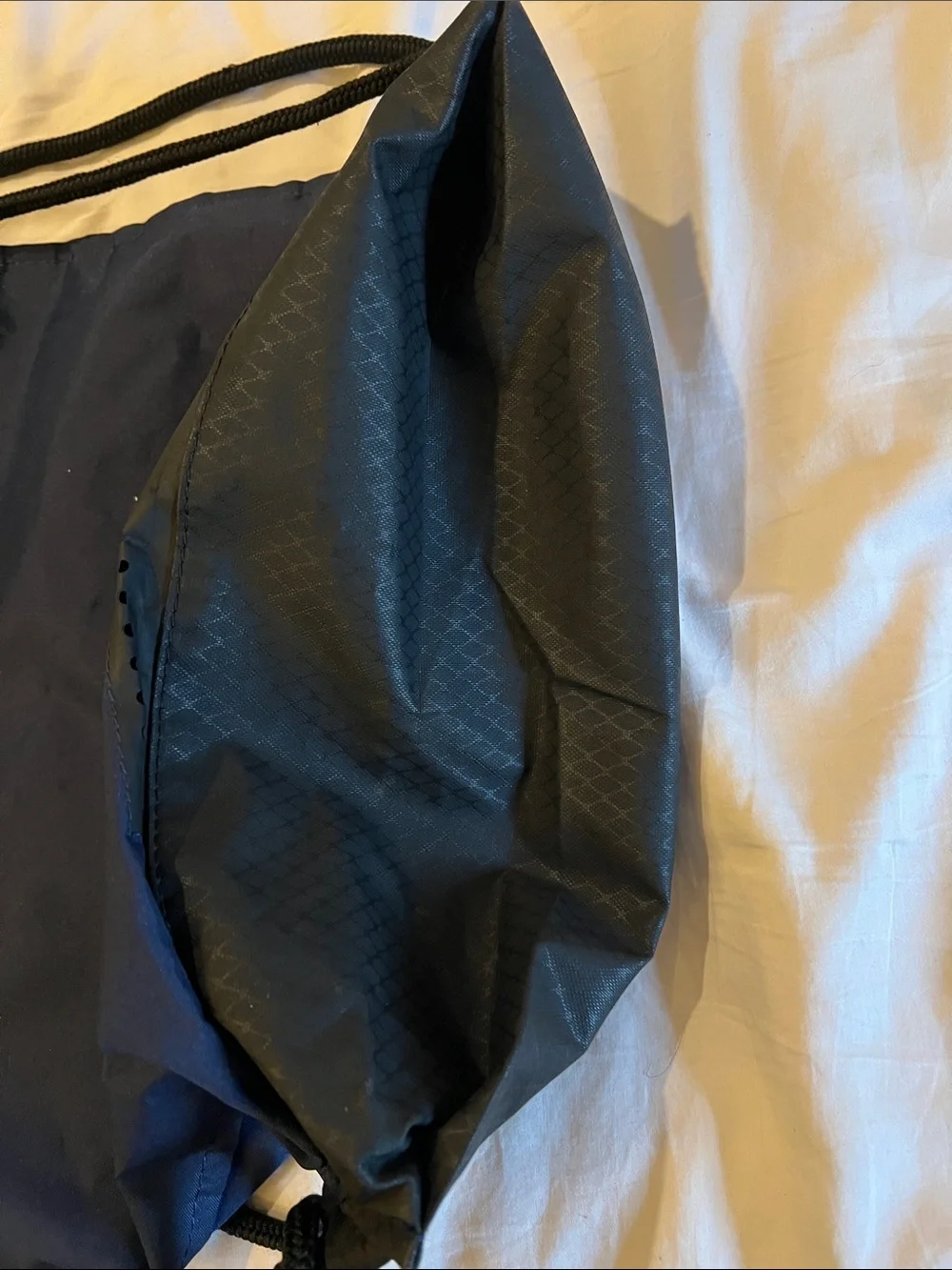 Nike Blue and Black Drawstring Gym Sack with White Swoosh